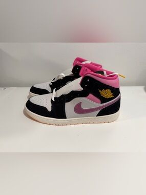 Jordan High-Top Sneakers in Pink, Black & Gray